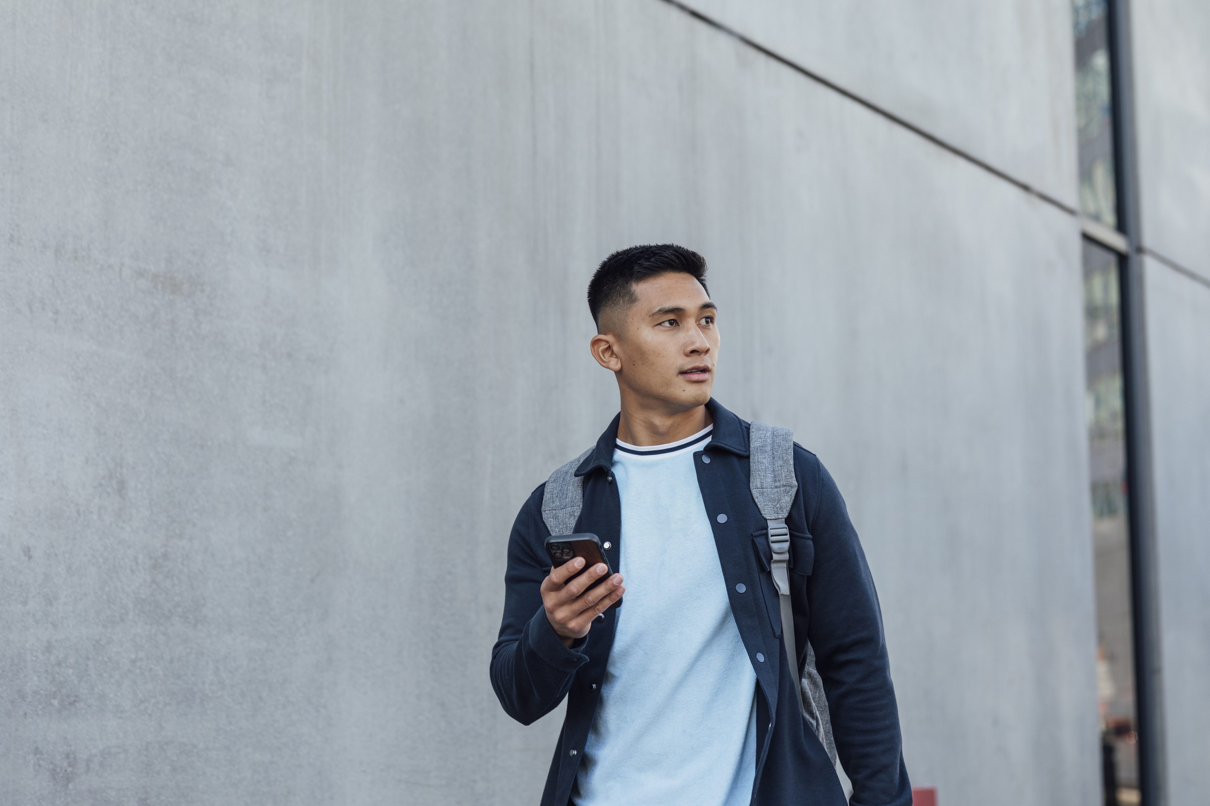 Man walking with backpack