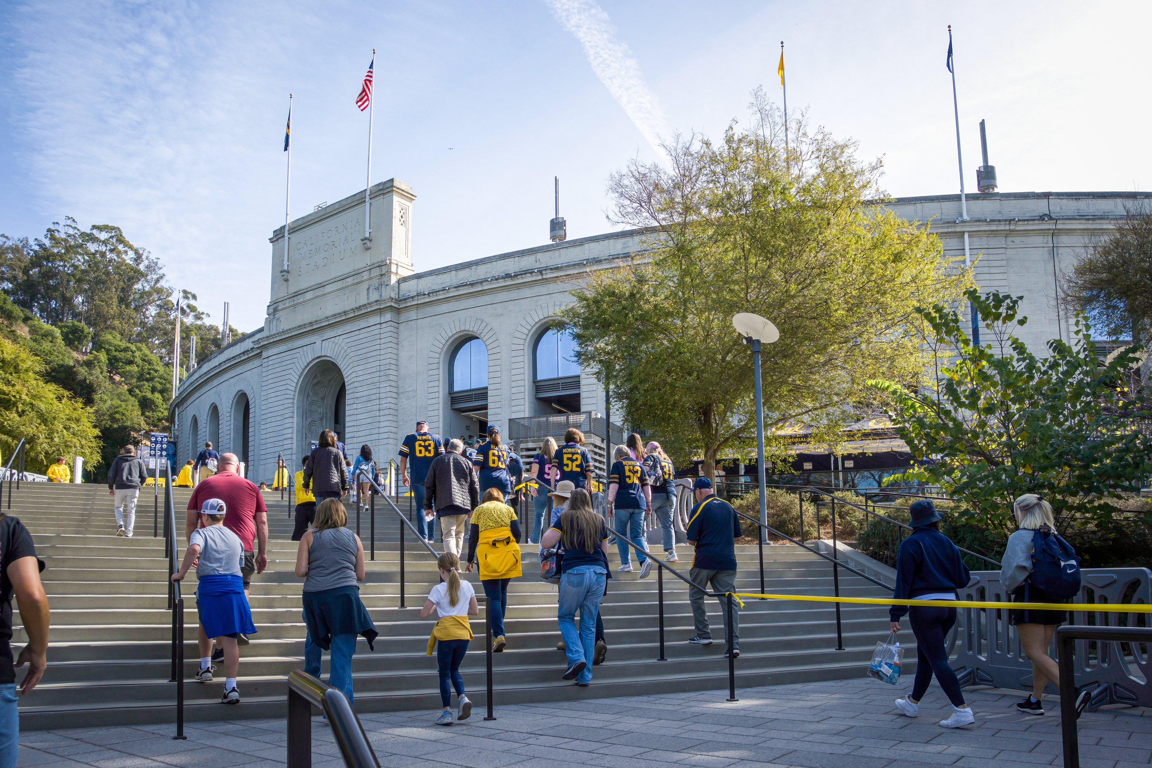 Students walking outside university building