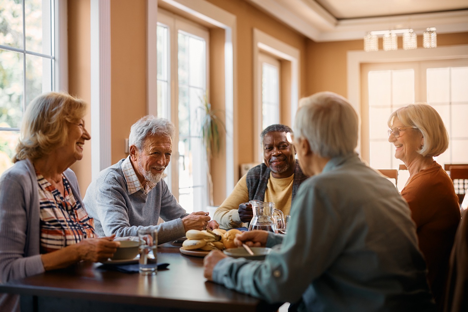 Group of seniors eating